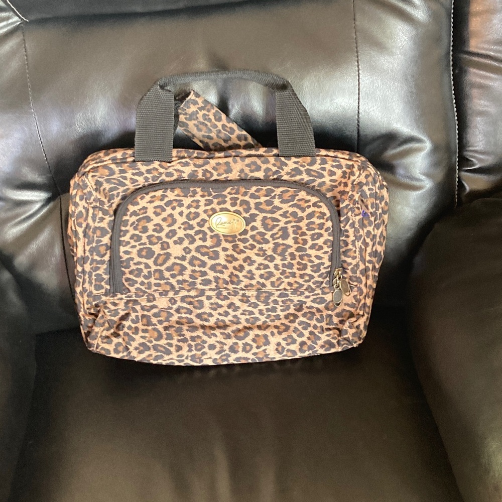 Lesportsac Leopard Print Cosmetic Tote in Brown and Black
